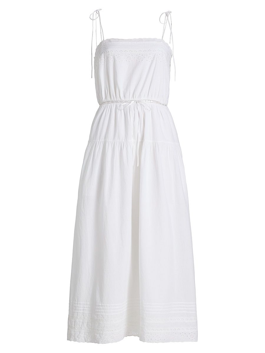 Women's Petra Cotton Voile Midi-Dress - White - Size XS