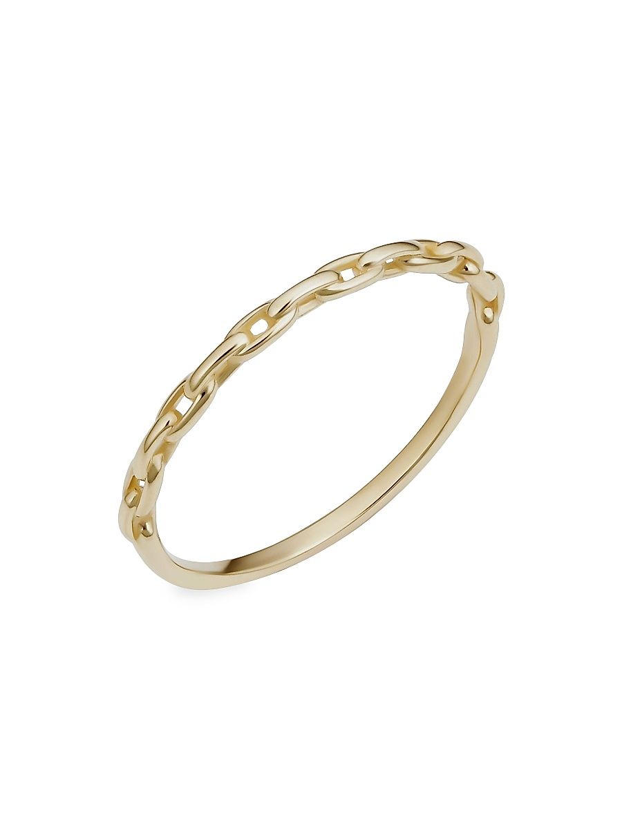 Women's 14K Yellow Solid Gold Venice Link Ring - Yellow Gold - Size 9
