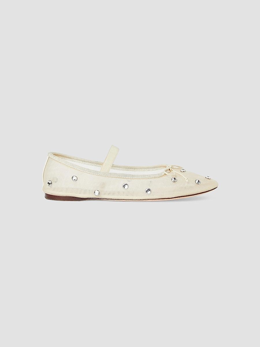 Loeffler Randall Women's Leonie Crystal Mesh Ballet Flats - Cream - Size 10