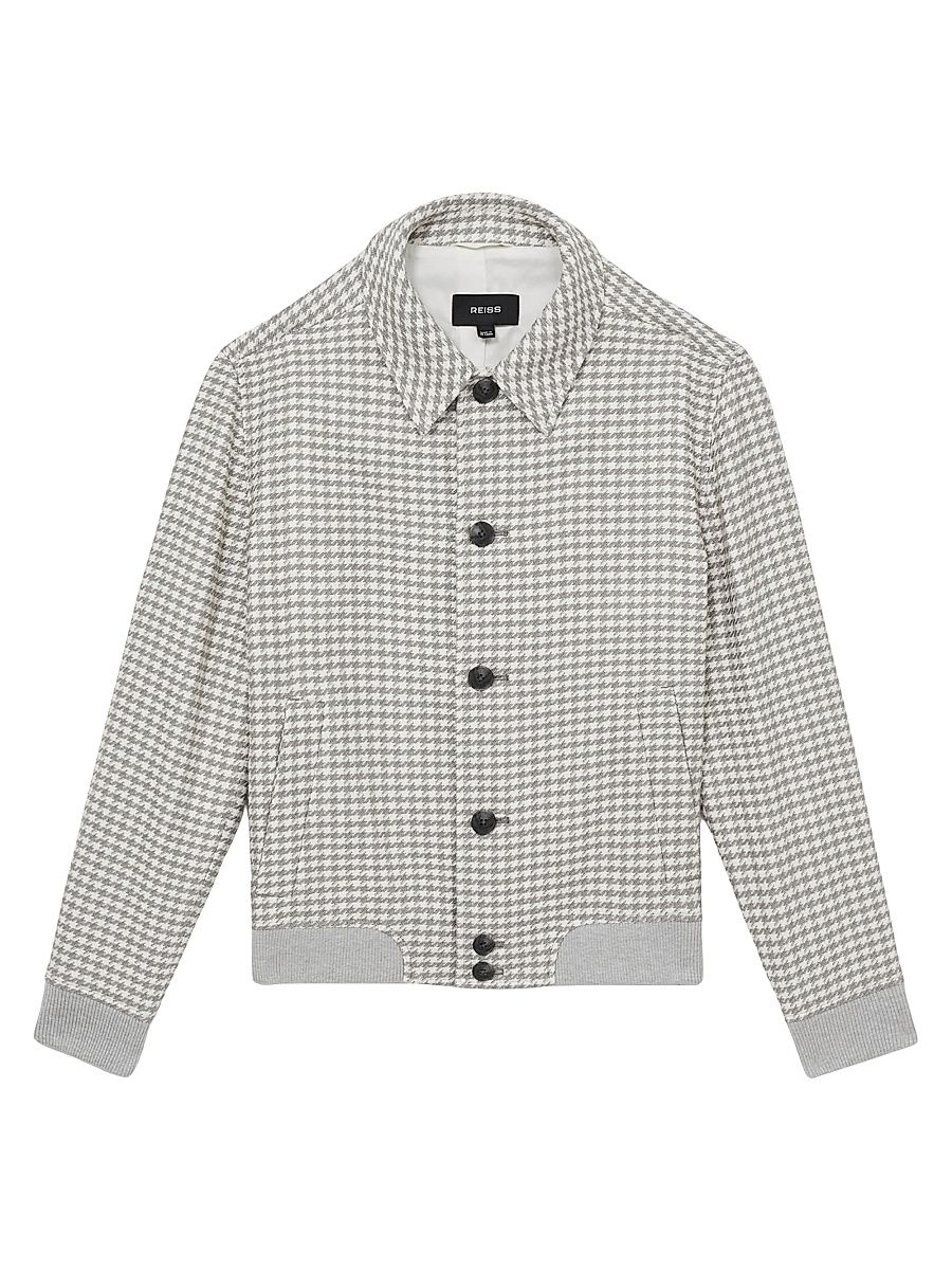 Men's Benny Houndstooth Jacket - Softgrey White - Size Medium