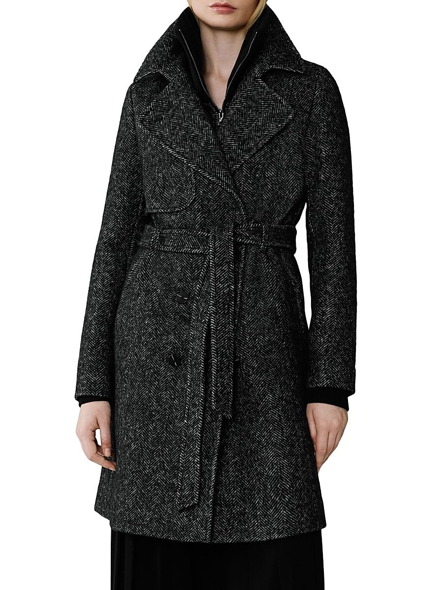 Women's Fabianne Wool-Blend Double-Breasted Coat - Black - Size XL