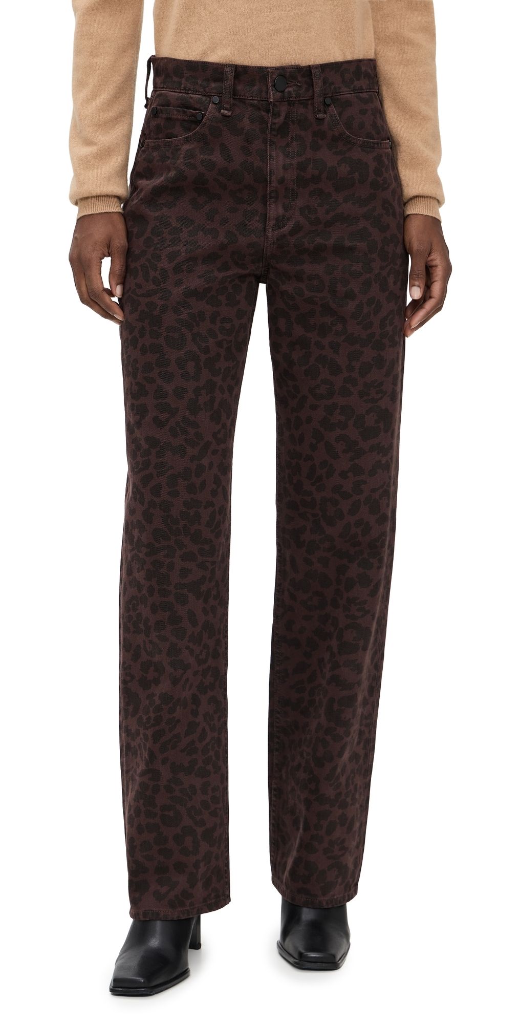 rag & bone Shea Leopard Full Relaxed Straight Pants Leopard 29