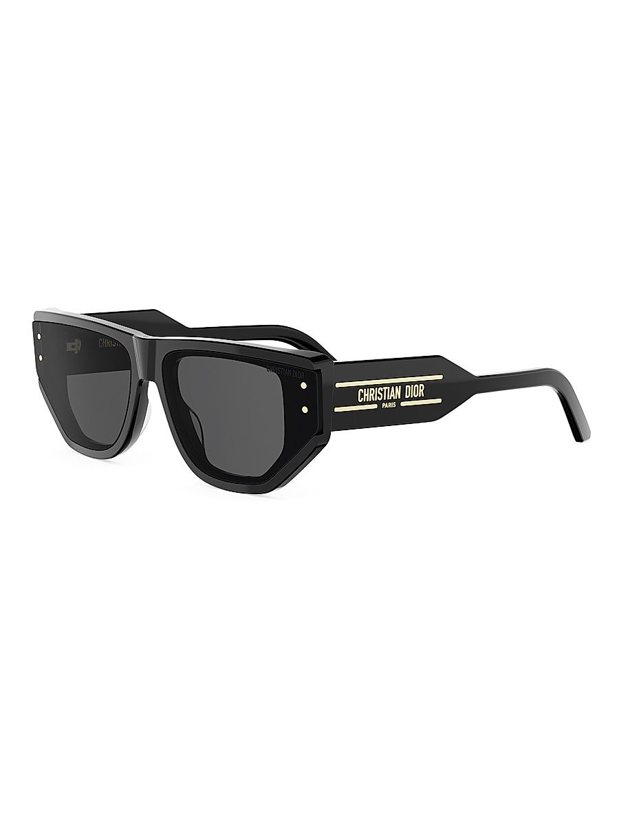 Women's DiorSignature S15I 64MM Cat-Eye Sunglasses - Shiny Black And Smoke