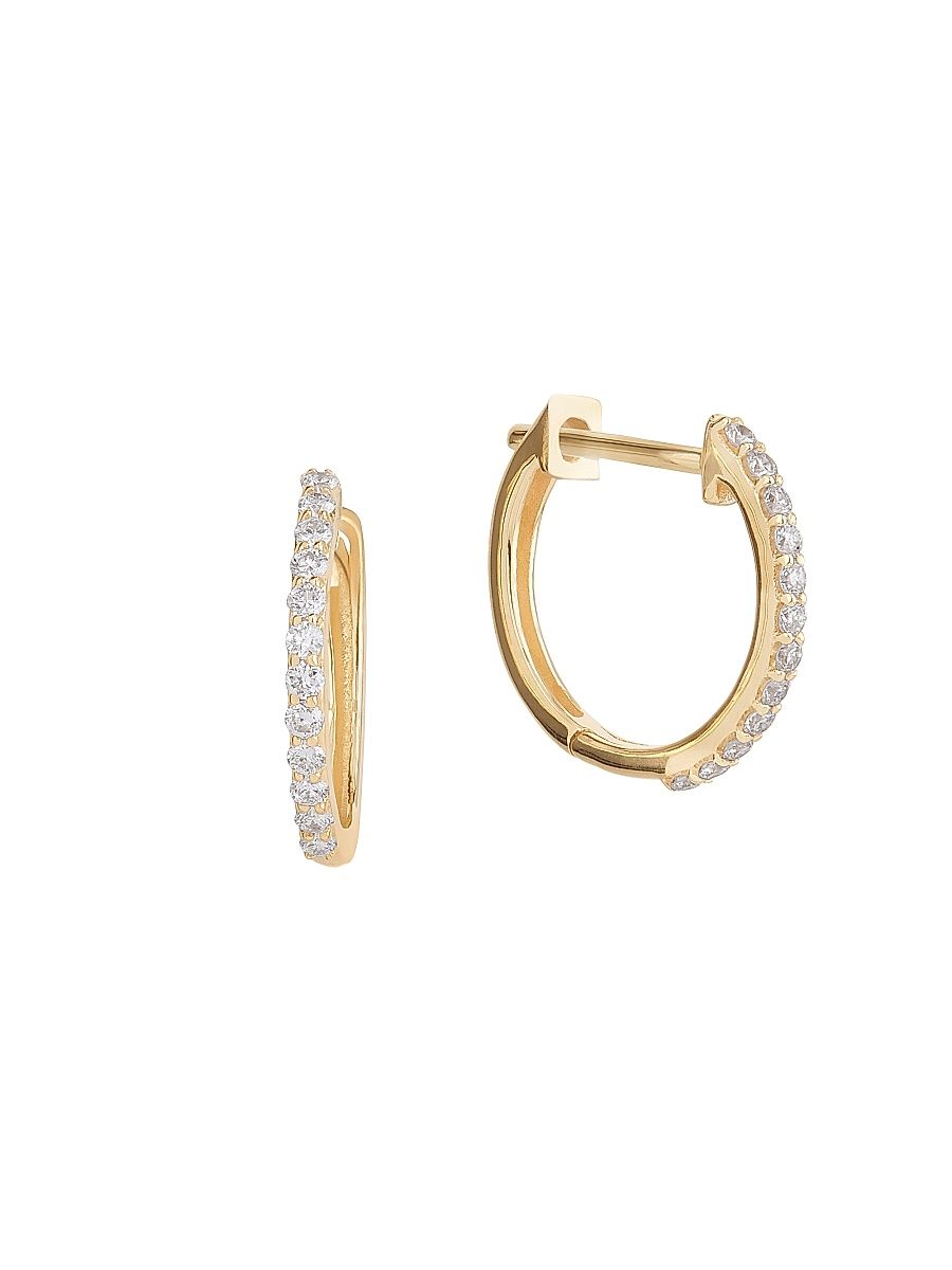 Women's Flawless 14K Yellow Gold & 0.12 TCW Diamond Huggie Hoop Earrings - Yellow Gold