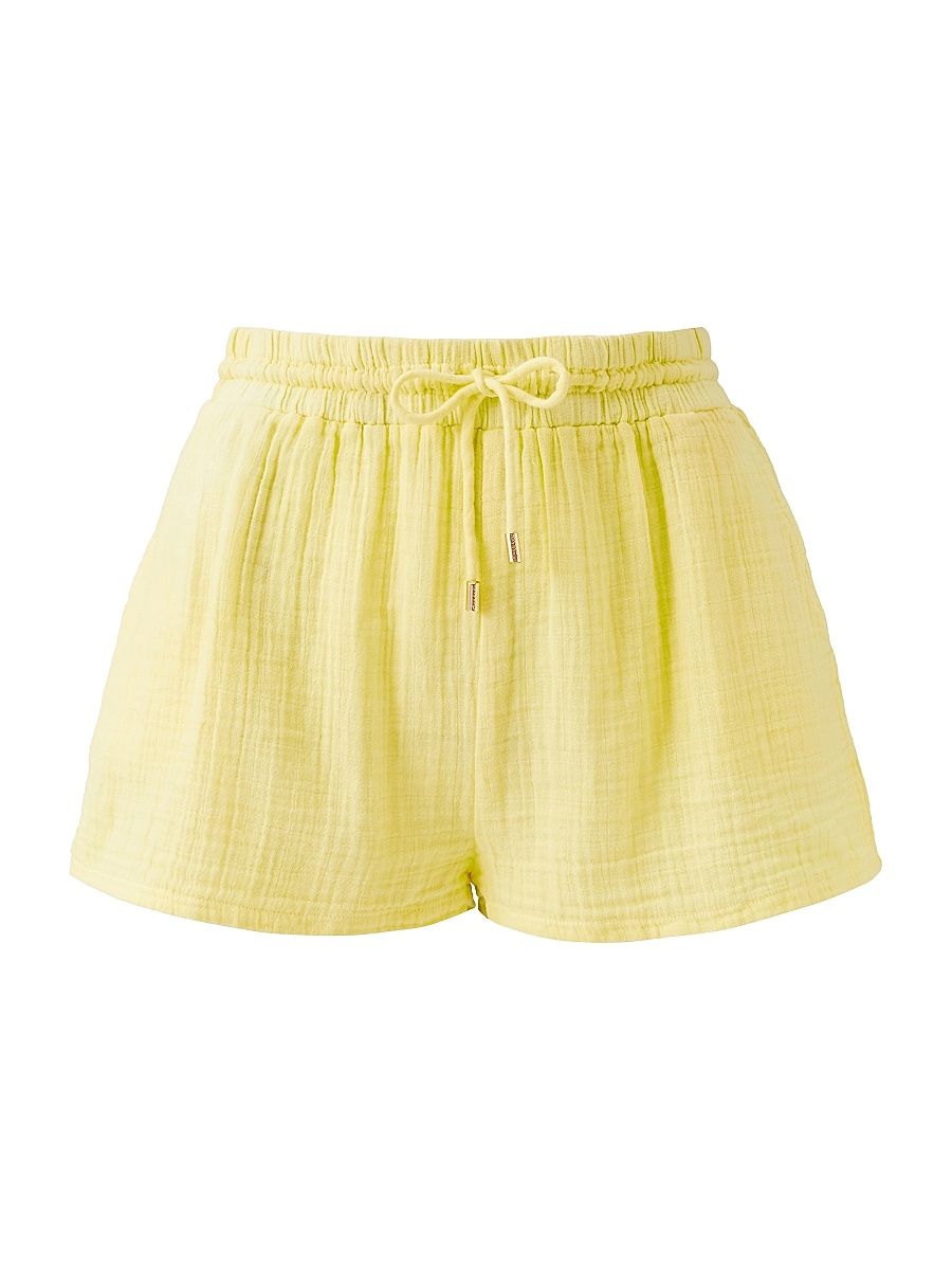 Women's Abbie Cotton Muslin Shorts - Yellow - Size XL