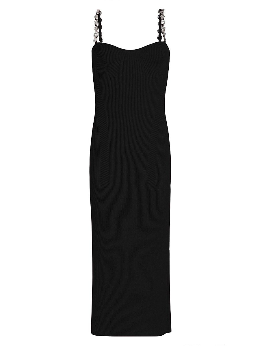 Women's Wave Rib-Knit Midi-Dress - Black - Size XL