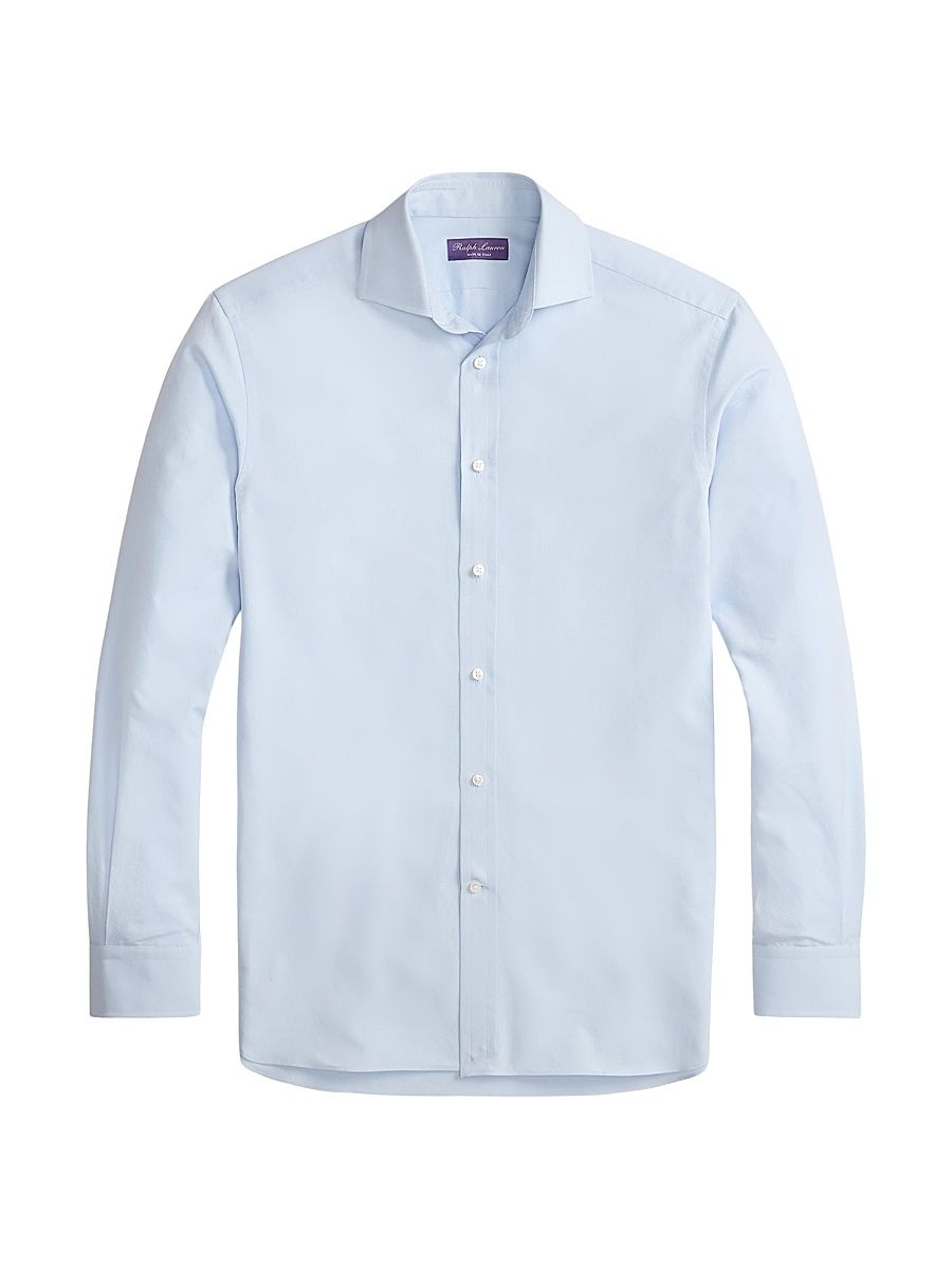 Men's Aston Knit Oxford Button-Front Shirt - Dress Shirt Blue - Size 17.5