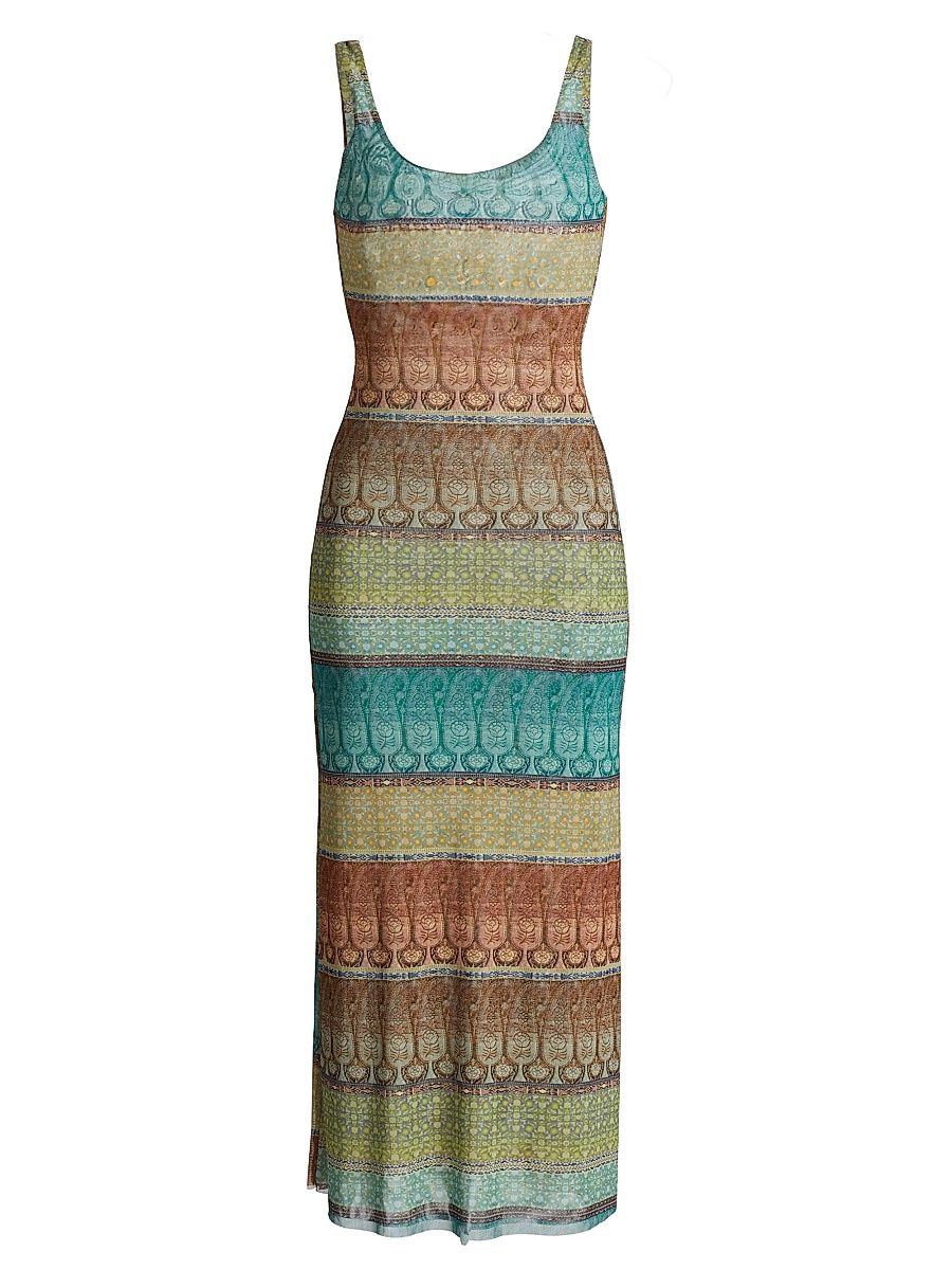 Women's Khloe Mesh Tank Midi-Dress - Paisley Ombre Mesh - Size XS