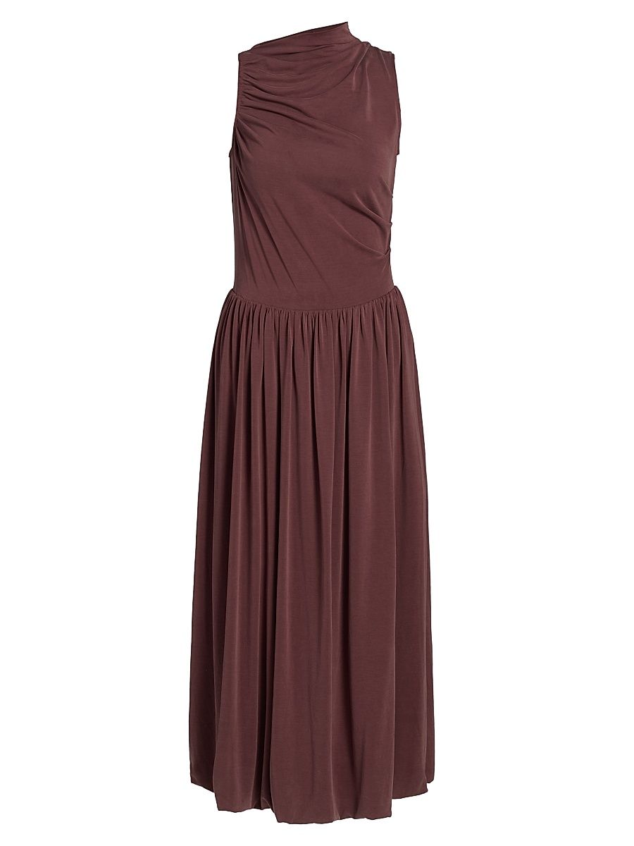 Women's Brina Draped Modal Midi-Dress - Oxblood - Size Large