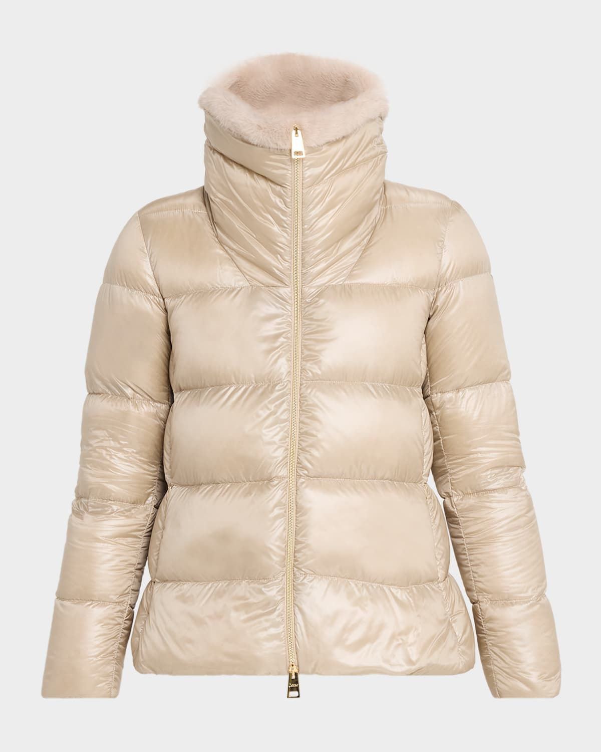 Ultralight Nylon Down Jacket with Alternative Fur