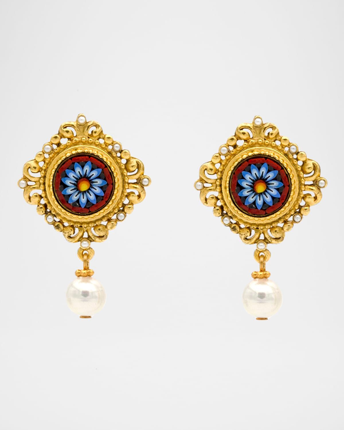 24k Gold-Plated Pearl Clip Drop Earrings