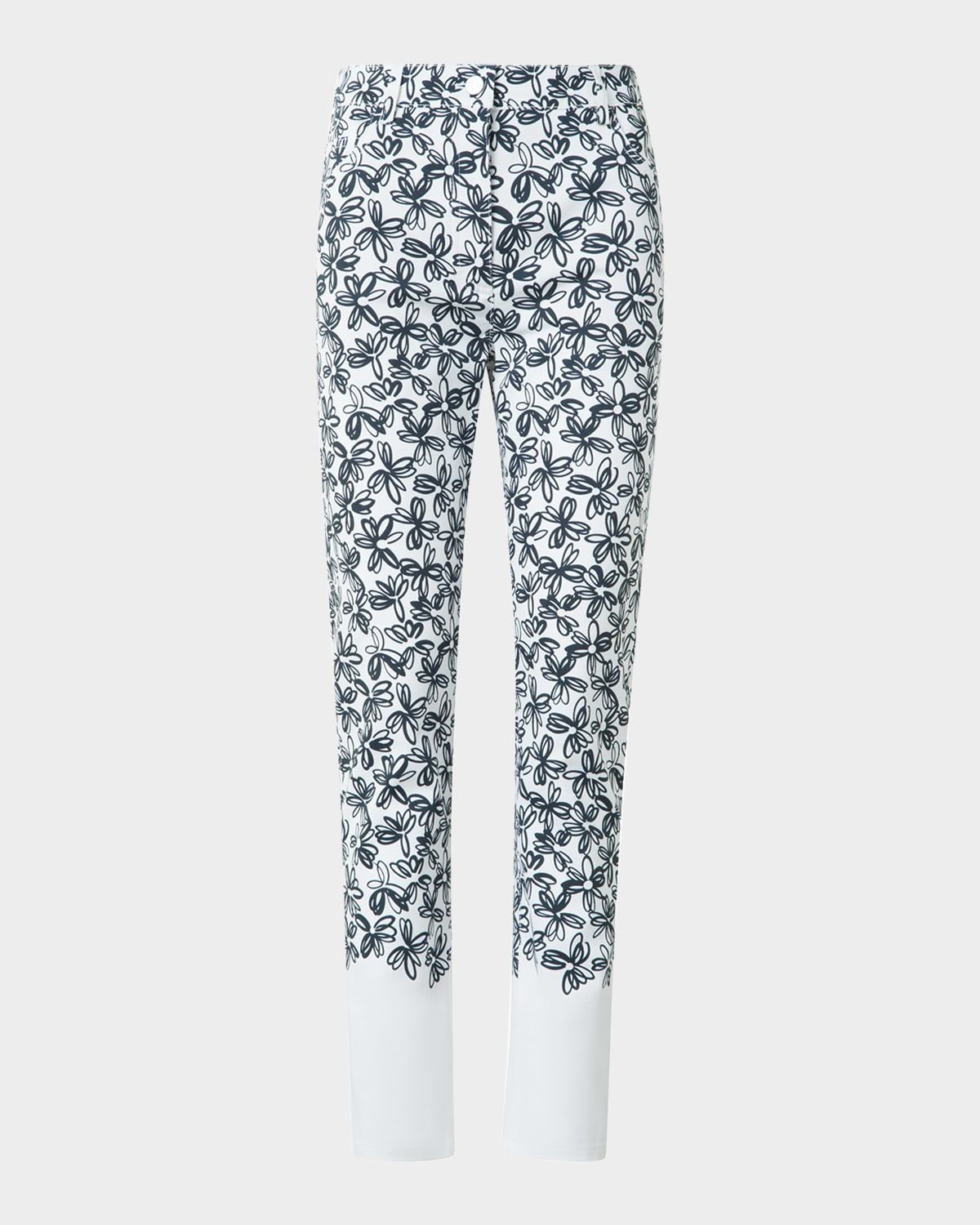Scribble Daisy Print Skinny-Leg Ankle Jeans