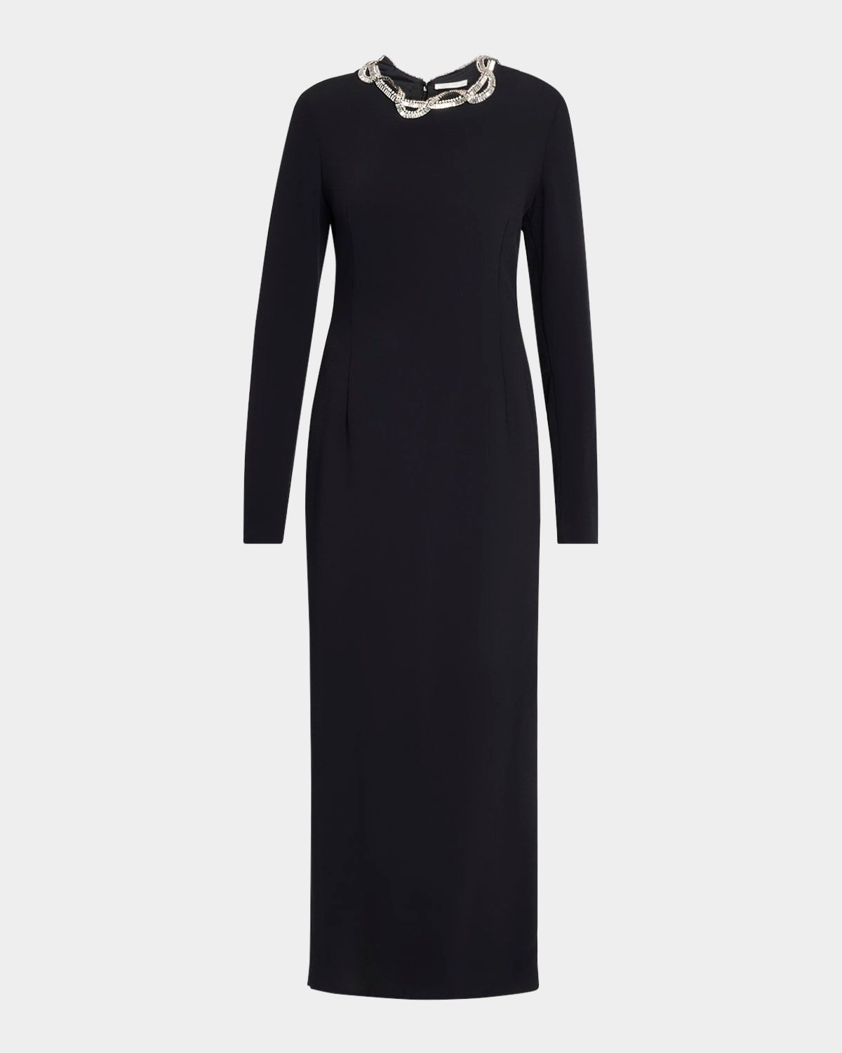 Mitsuko Crystal Long-Sleeve Maxi Dress