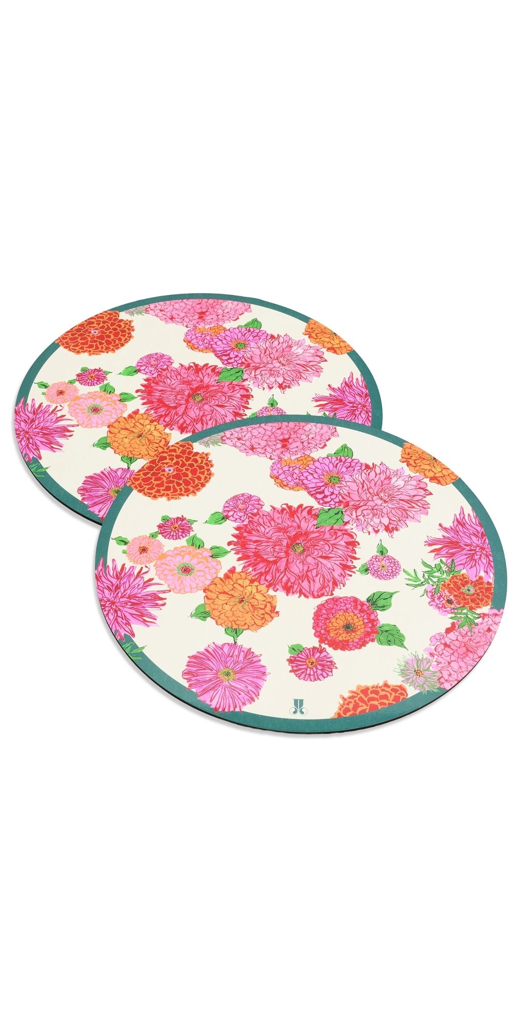 La DoubleJ Set of 2 Disk Placemats Bright Blooms One Size
