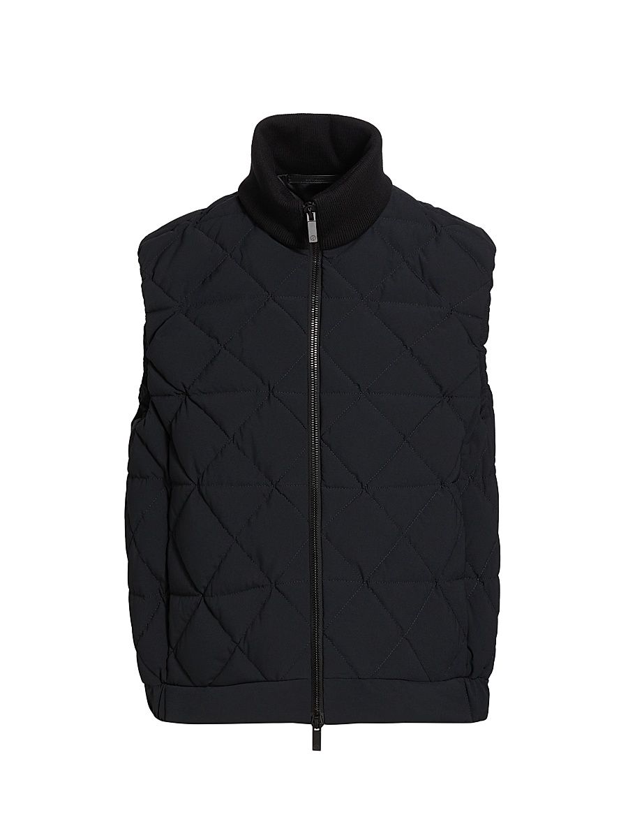 Men's Quilted Nylon Puffer Vest - Navy - Size 40