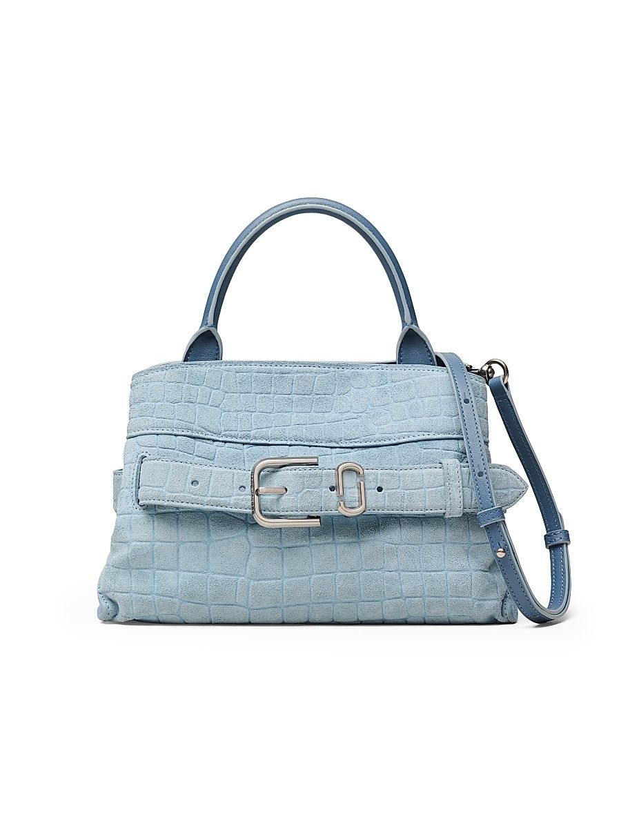Women's The Dakota Small Croc Suede Satchel Bag - Blue Mist