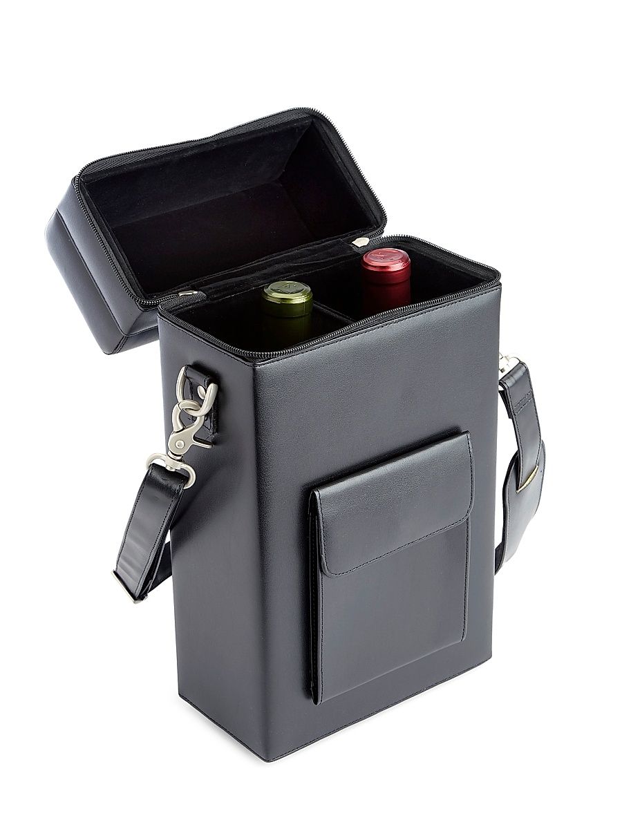Leather Double Wine Carrying Case - Tan