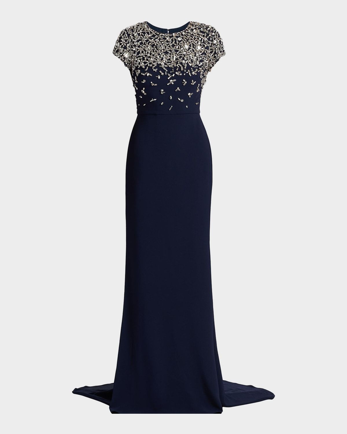 Mosaic Crystal Embroidered Cady Gown