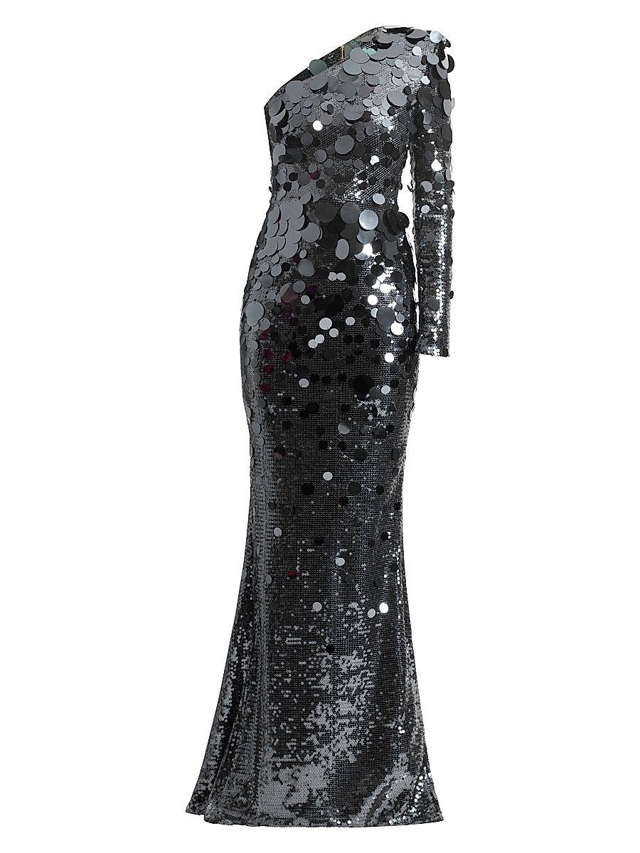 Women's The Shimmer Is A Prism Sequined One-Shoulder Gown - Graphite - Size 4