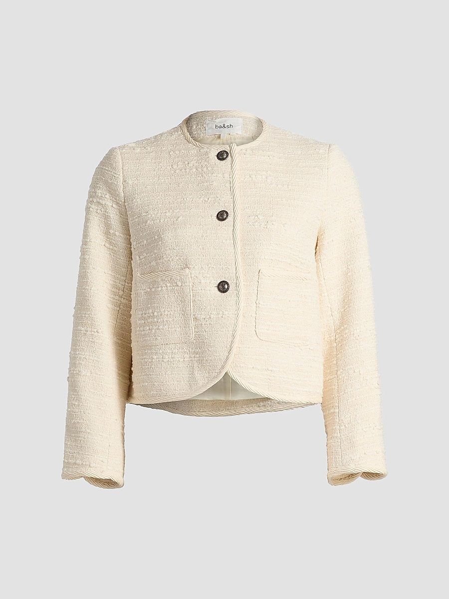 ba & sh Women's Alfie Textured Cotton-Blend Jacket - Ecru - Size Large