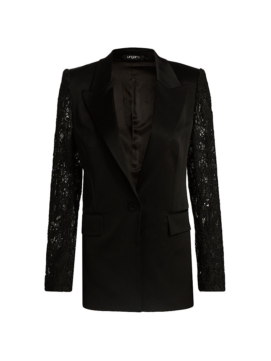 Women's Georgie Lace Sleeve Jacket - Black - Size XXL