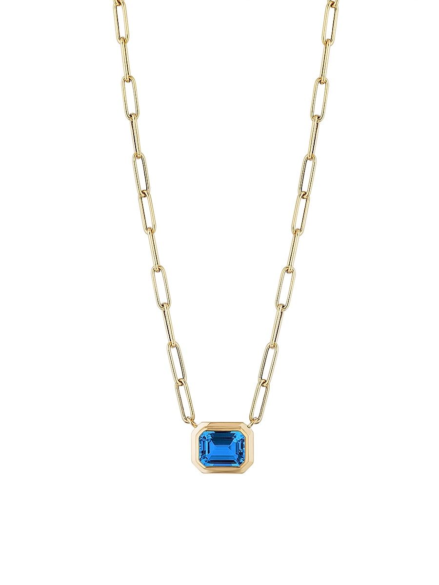Women's Manhattan 18K Yellow Gold & London Blue Topaz Pendant Necklace - Yellow Gold