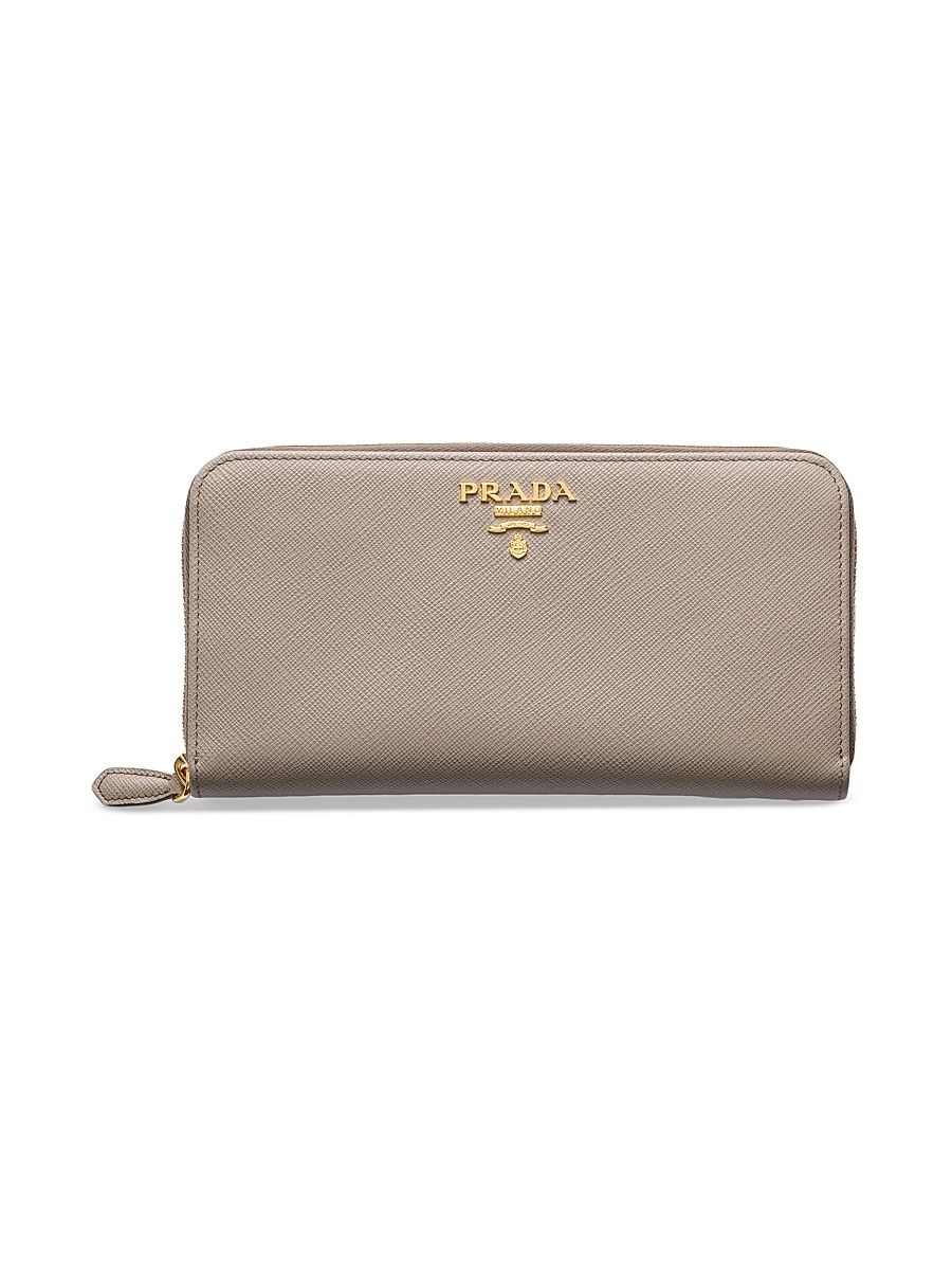 Women's Large Saffiano Leather Wallet - Beige