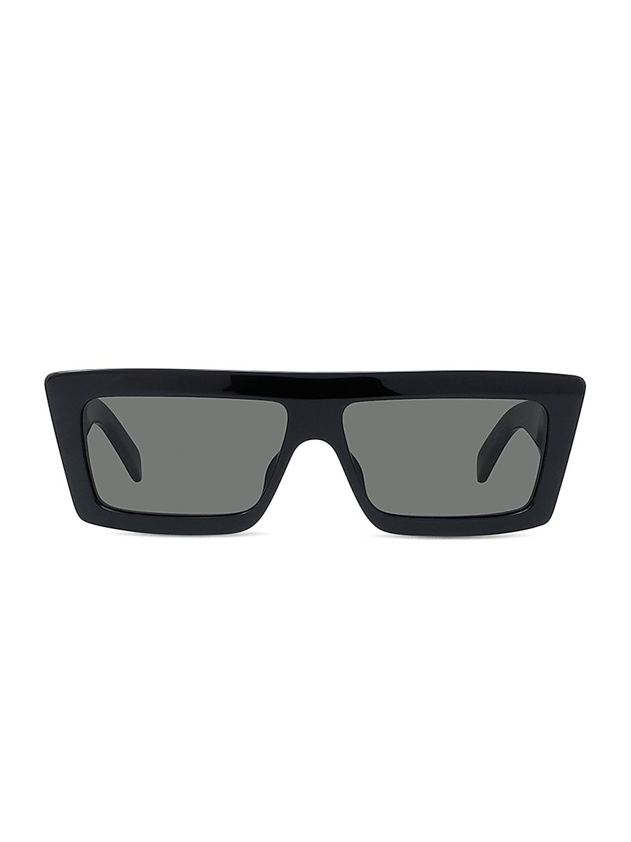 Men's 57MM Flat-Top Rectangular Sunglasses - Black