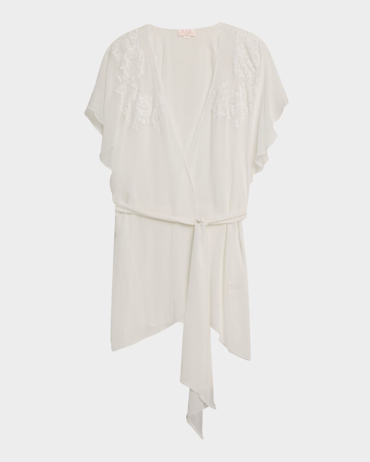 Floral Applique Silk Chiffon Robe