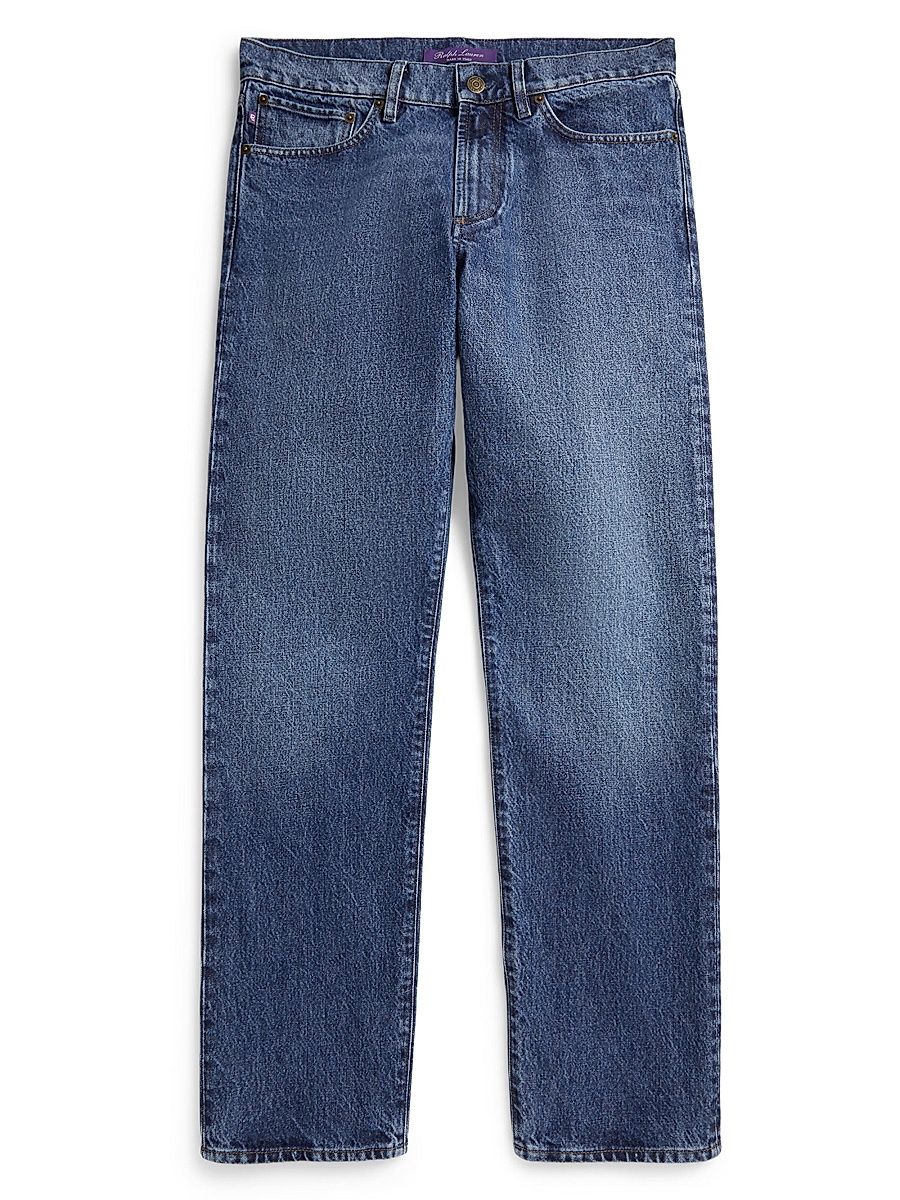 Men's Five-Pocket Straight-Leg Jeans - Classic Medium Indigo - Size 38