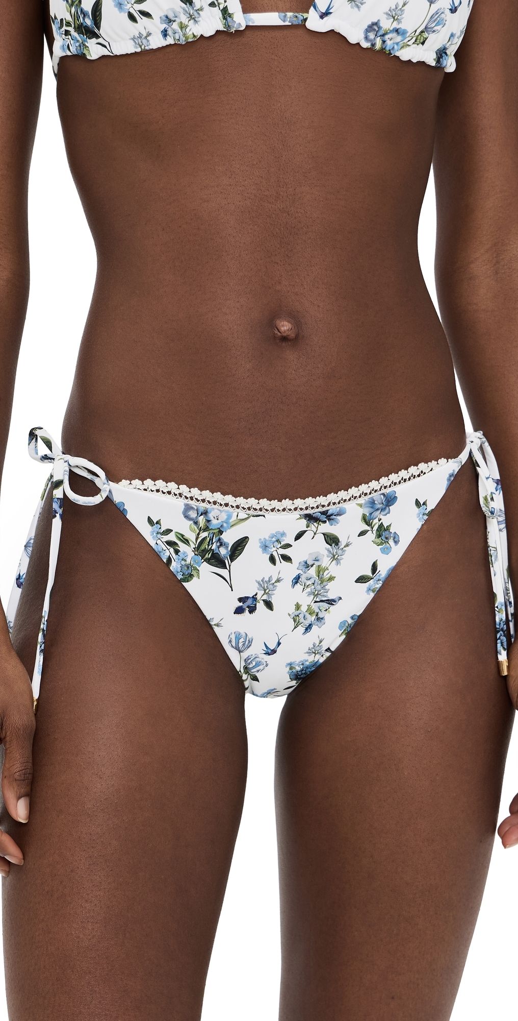 PQ Swim Reversible Tie Side Full Bikini Buttons American Beauty L