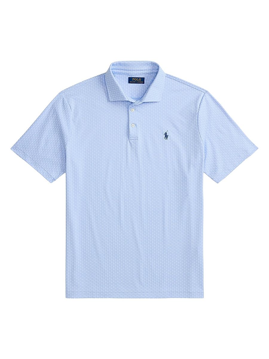 Men's Classic Fit Cotton Polo Shirt - Office Blue Mini Hat Crop - Size XXL