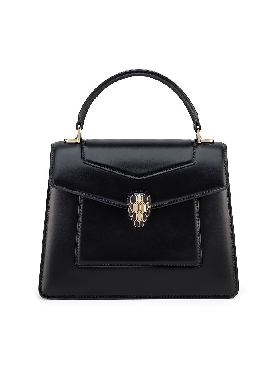 Women's Serpenti Forever Leather Top Handle Bag - Black