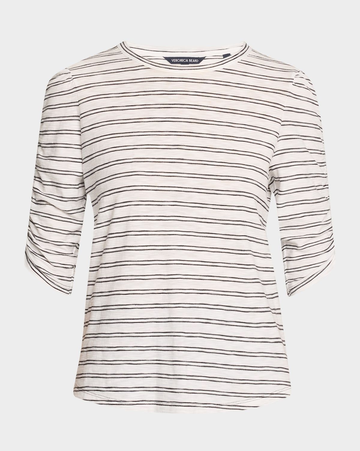 Waldorf Stripe Ruched-Sleeve Tee