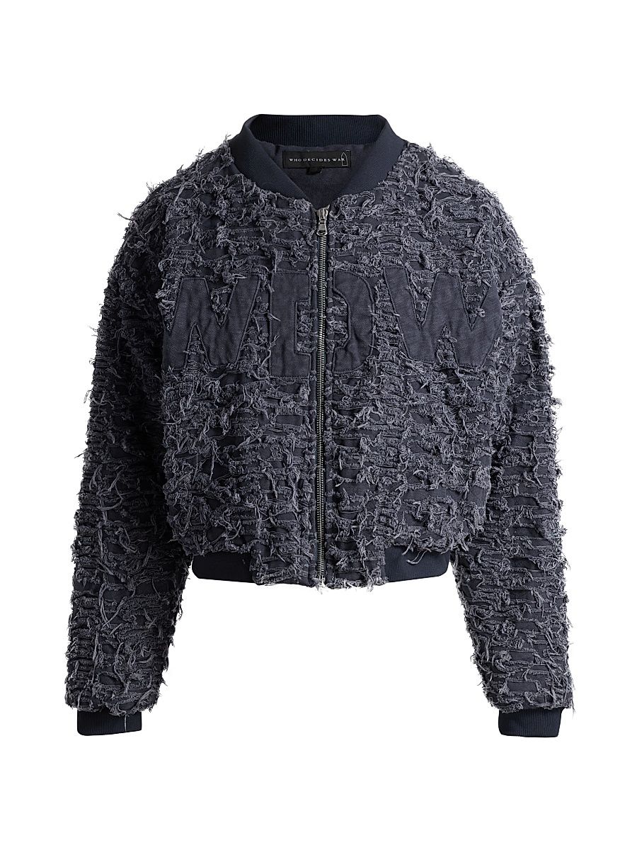 Men's Husk Distressed Cotton Bomber Jacket - Indigo - Size XXXL