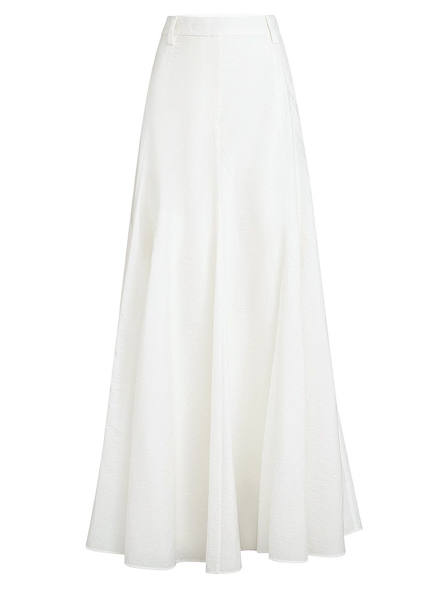 Women's Techno Cotton Poplin Flared Skirt with Monili - White - Size 2