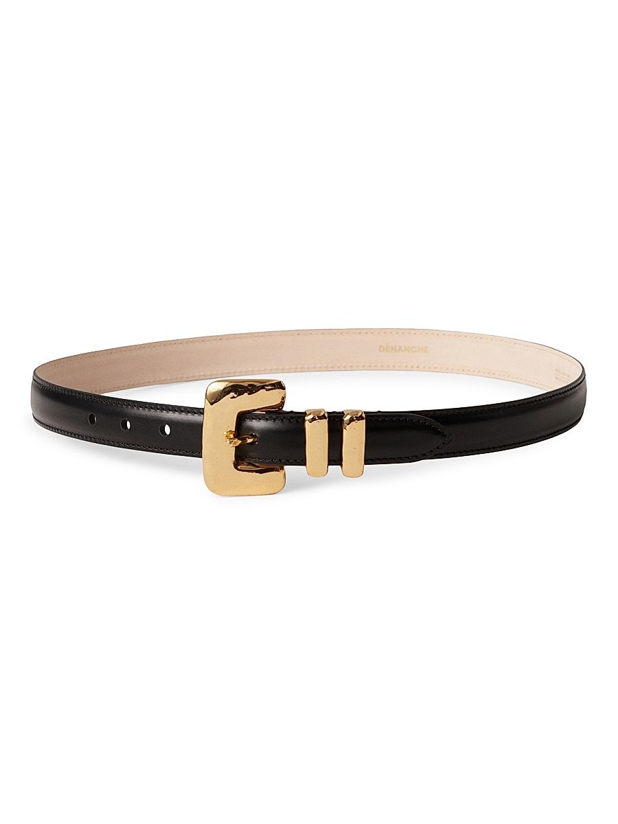 Women's Tetra Leather Belt - Black Gold - Size Small