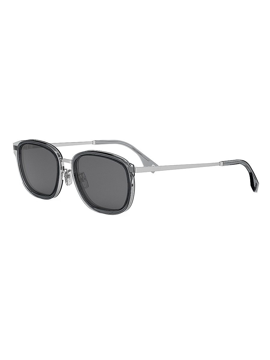 Men's Fendi Travel 45MM Oval Sunglasses - Silver Grey