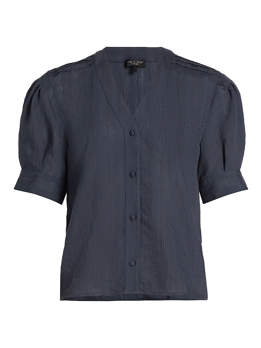 Women's Taylor Woven Button-Front Shirt - Salmon - Size XL