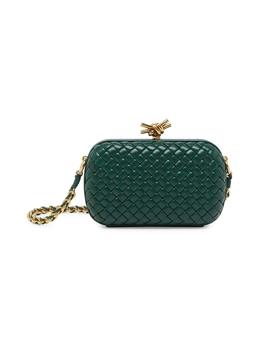 Women's Knot Padded Intreccio Leather Minaudière - Fondant
