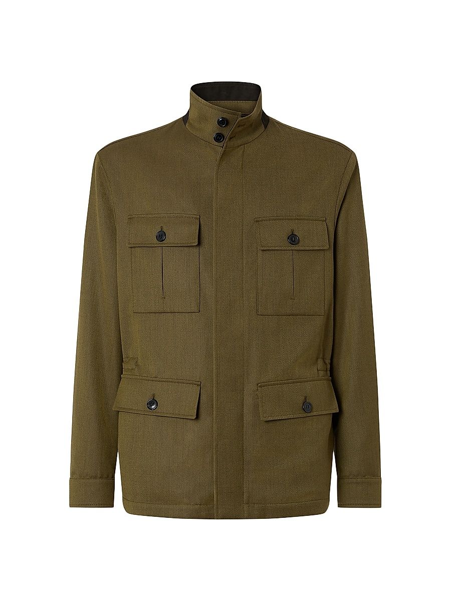 Men's Wool Field Jacket - Olive Green - Size 44