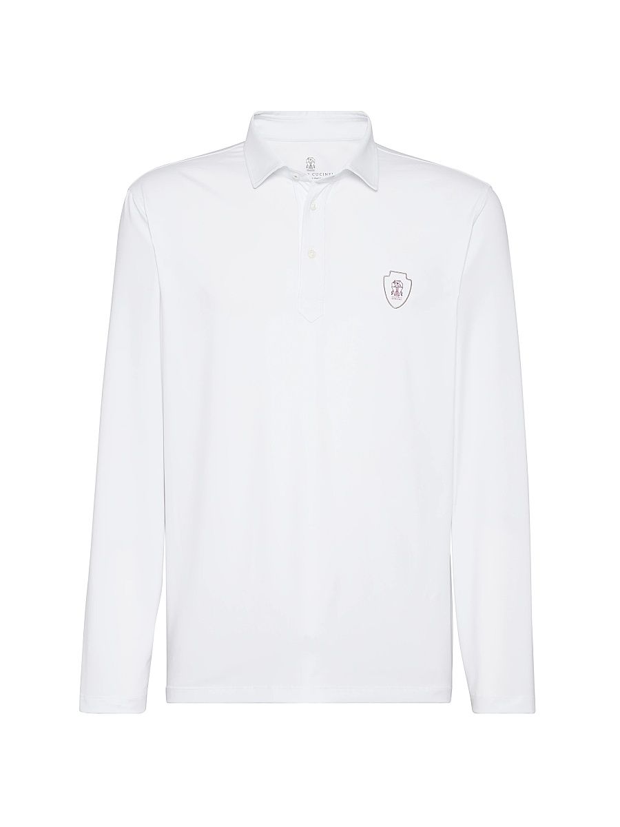 Men's Comfort Nylon Long Sleeve Polo Shirt - White - Size XXL