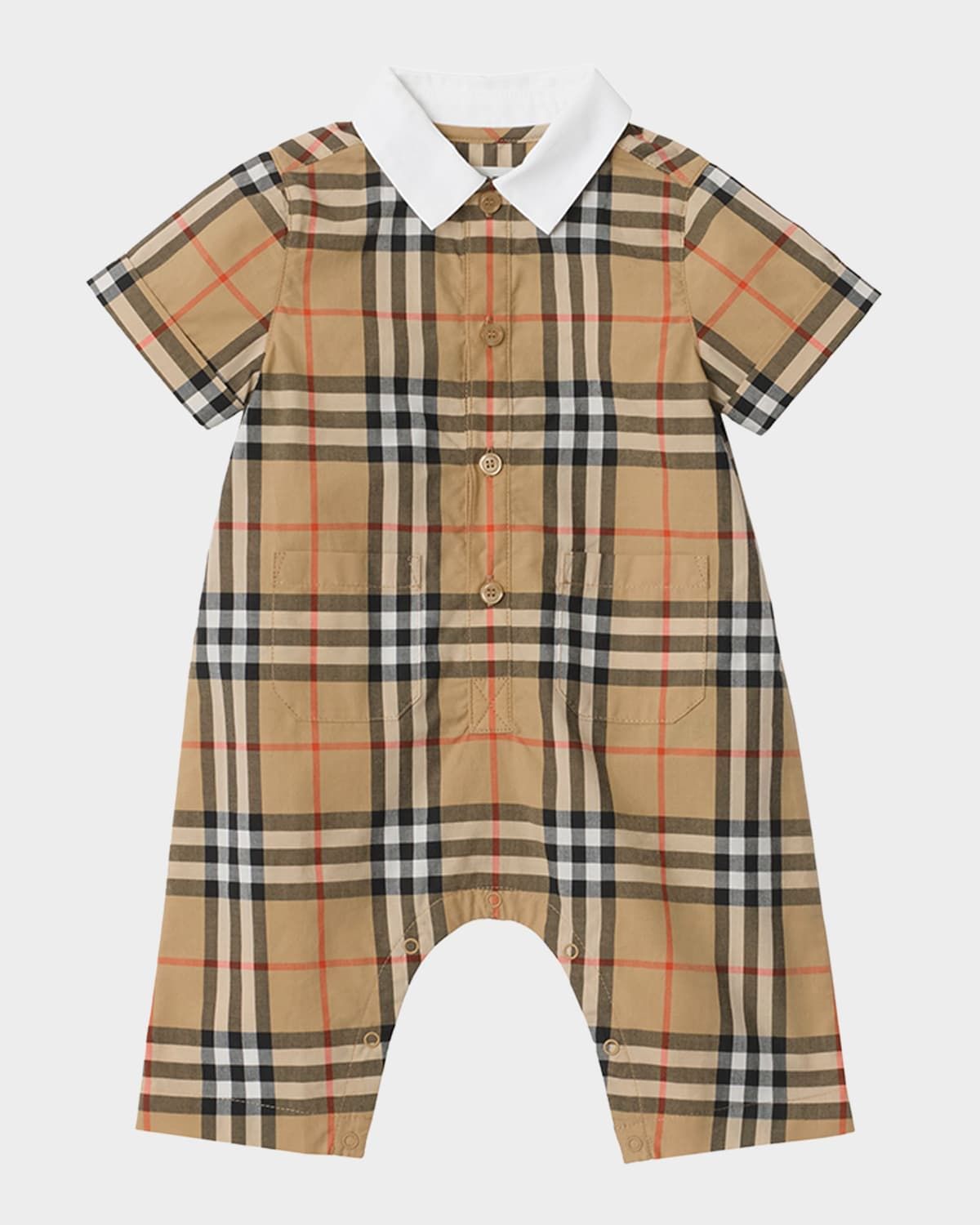 Boy & apos;s Check Cotton Playsuit, Size 1M-18M