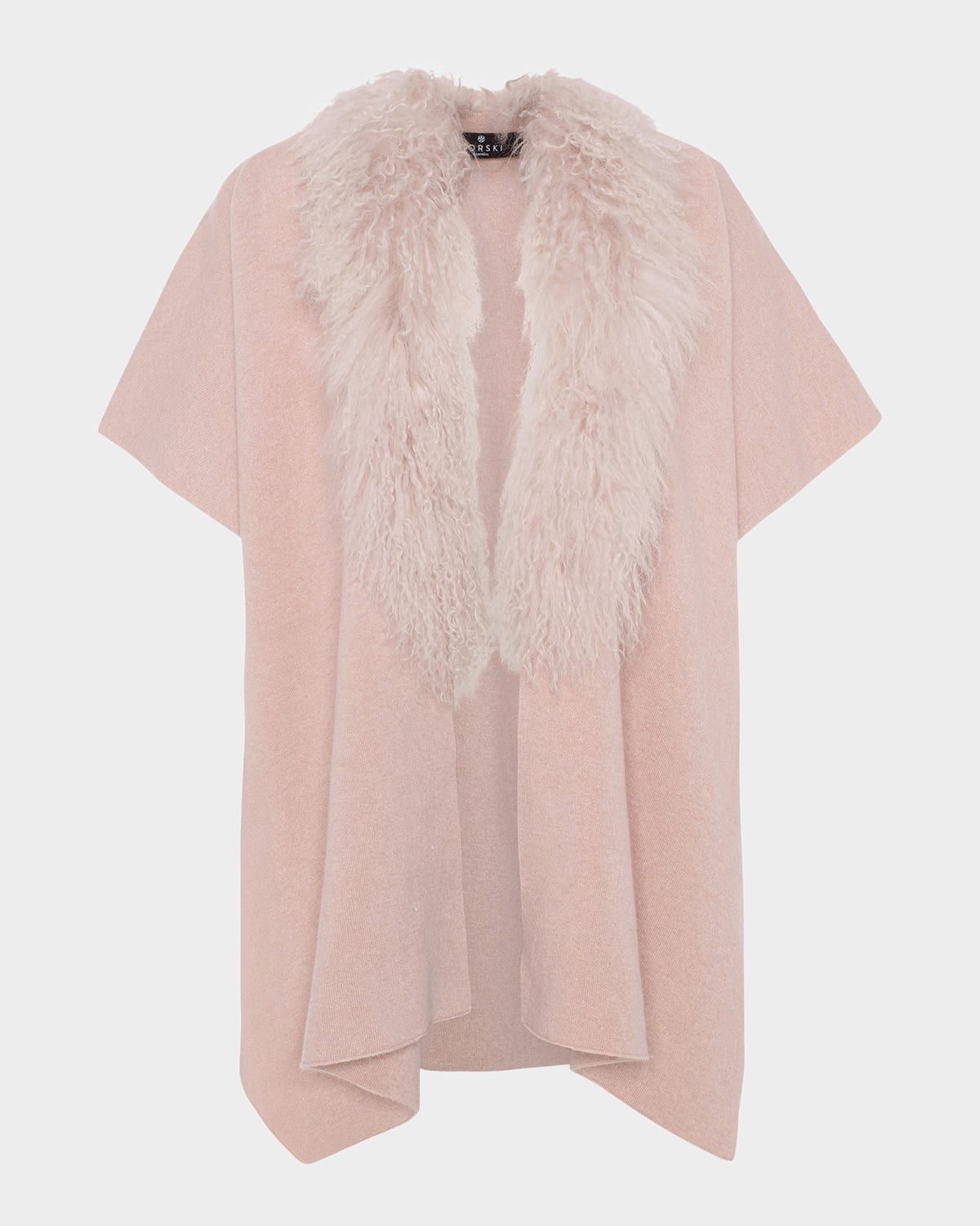 Select Cashmere-Merino Wool Blend Cape with Mongolian Lamb Trim