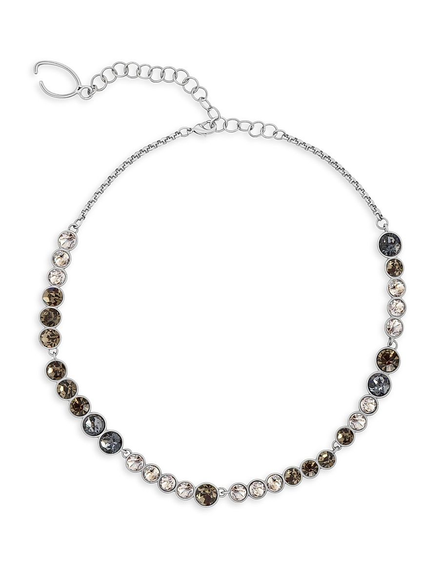 Women's Cascade Silvertone & Glass Crystal Necklace - Black Diamond