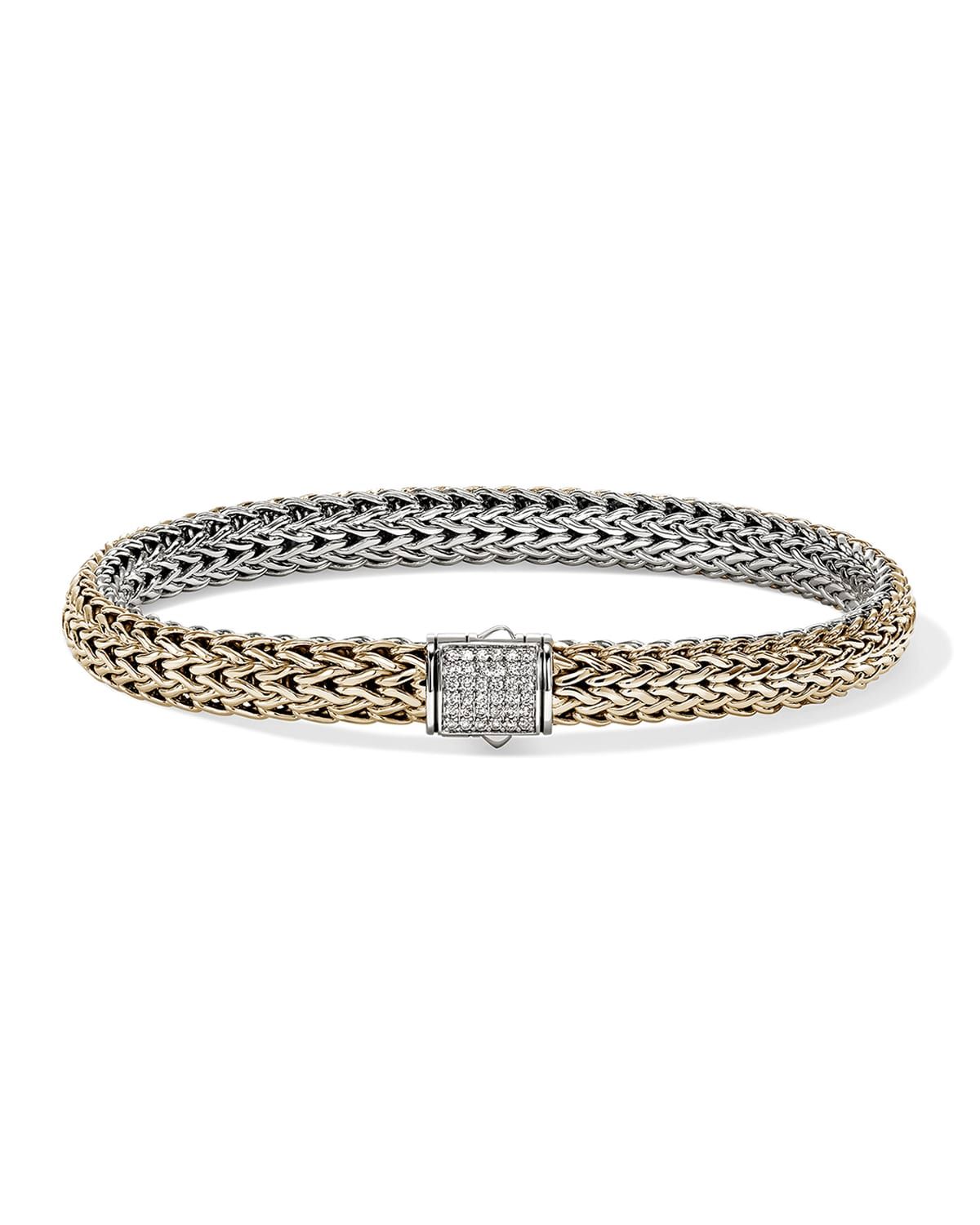 Icon 14K Gold and Silver Chain Bracelet with Diamonds