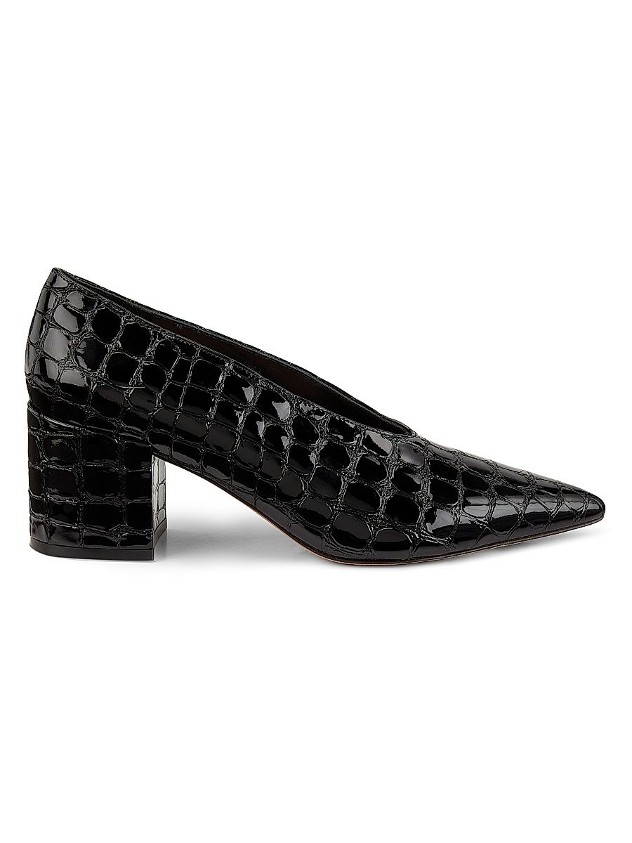 Women's Polline 65MM Croc-Embossed Leather Pumps - Black - Size 9.5