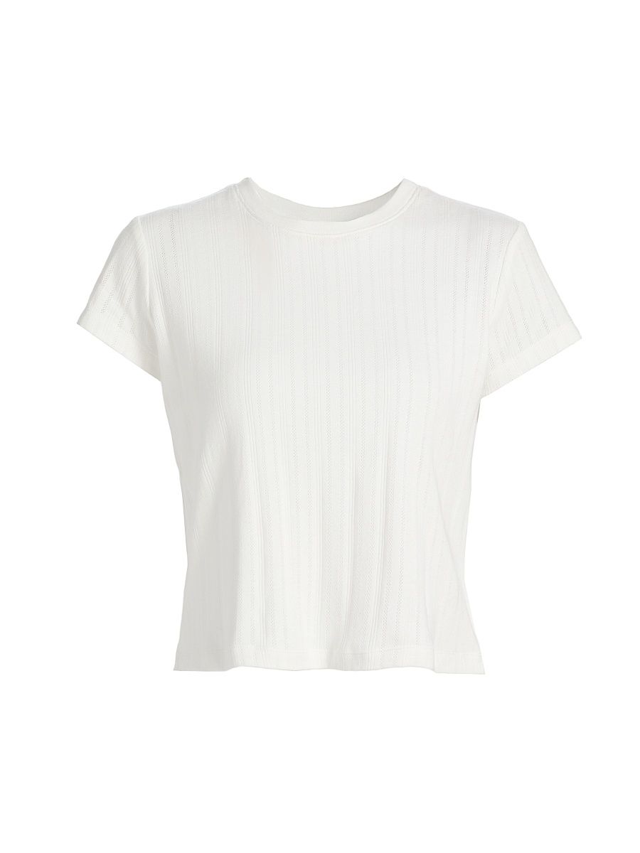 Women's Sadie Pointelle-Knit Cotton Top - Powder - Size XS