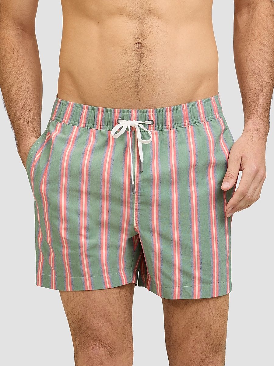 Men's Charles Striped 5'' Swim Trunks - Green Multi - Size XXL