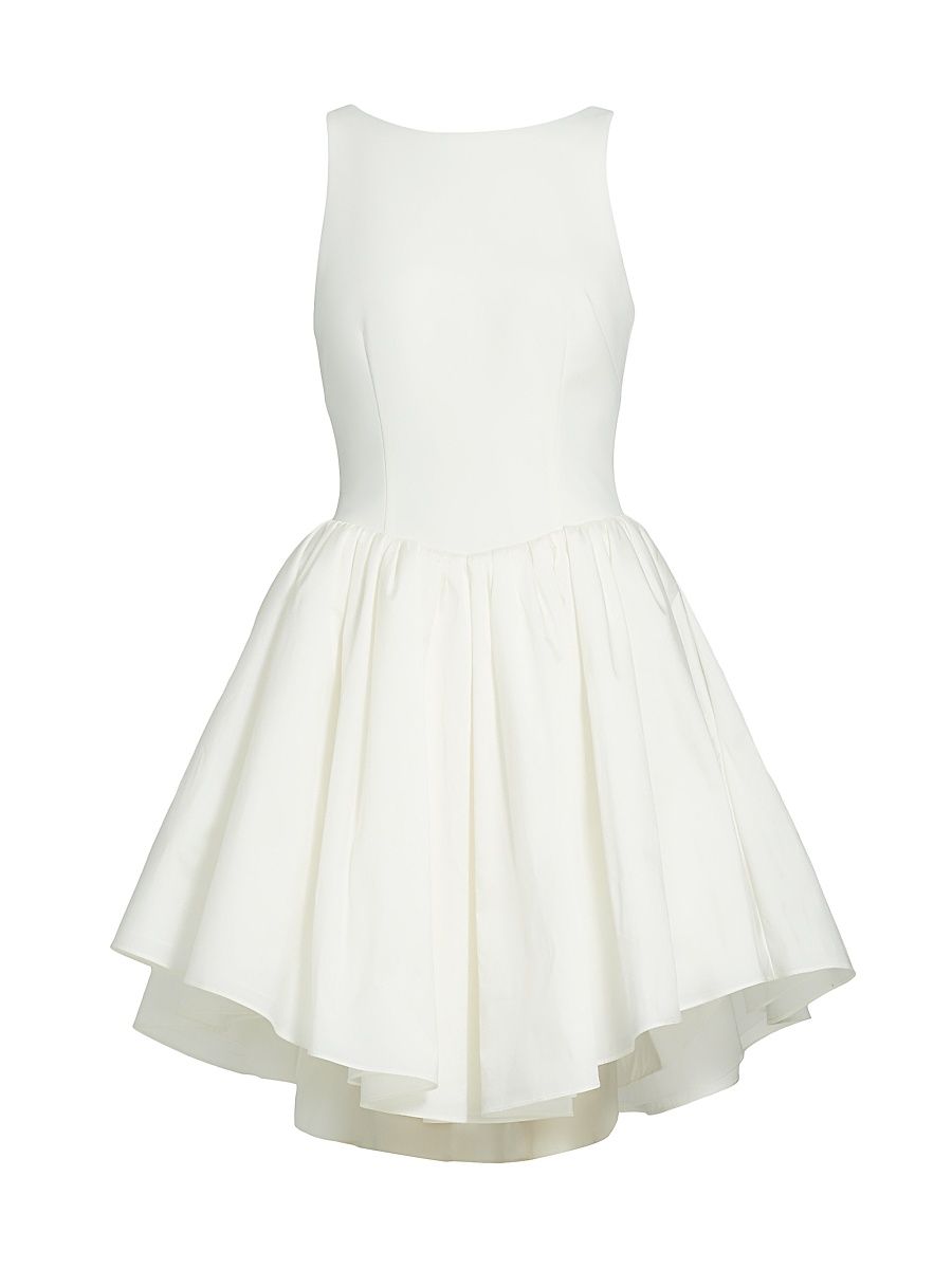 Women's Pleated Fit & Flare Minidress - Ivory - Size 10